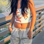 Margovil Strapless Tube Floral Print Crop Top