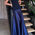 Margovil Strapless Patchwork Flare Gown Maxi Party Dress