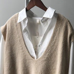 Knitting Irregularity Solid V-Neck Vest