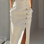 High Waisted Loose Split-Front Split-Joint Skirts