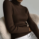 Vertical Stripe Knitted Turtleneck Sweater