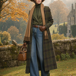 Retro Plaid Long Tweed Coat