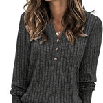 Mira ��� Soft Ribbed V-Neck Knit Top
