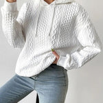 Nadorine Cable Textured Drop Shoulder Drawstring Hoodie Sweatshirts