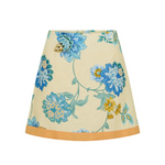 Giselle Linen Blend Floral Print Short Sleeve Shirt and Zipper Mini Skirt Set