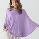Vintage Loose Round-Neck Batwing Sleeves Shirts