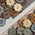About 100Pcs Multi-Color Wooden Buttons