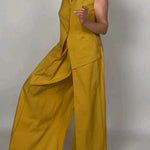 Loose Wide Leg Pockets Solid Color Pants Trousers
