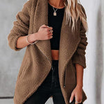 Nadorine Casual Fleece Fuzzy Coats Faux Shearling Shaggy Jacket