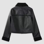 Thick Lapel Velvet Imitation Leather Jacket