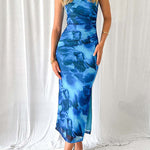 Margovil Sleeveless Side Slit Printed Bodycon Midi Dress