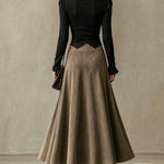 Abigail | Lace Top & Suede-Look Maxi Skirt Set