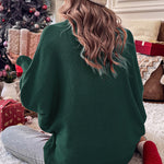 Merry Letter Embroidered High Neck Sweater