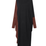 Casual Loose Split-Joint Contrast Color High-Neck Long Sleeves Dress