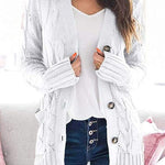 Knitted Solid Color Button Down Chunky Outwear Cardigan