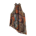 Retro Paisley Halter Neck Asymmetrical Top