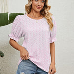 Nadorine Casual Floral Print Smocked Puff Sleeve Shirts