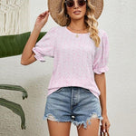 Nadorine Casual Floral Print Smocked Puff Sleeve Shirts
