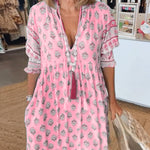 Winter | Casual Printed V-neck Half Sleeve Dress