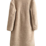 Margovil Notch Lapel Double Breasted Pocketed Fuzzy Fleece Coat