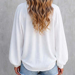 Women's Textured Button Down Shirt Loose Fit Lantern Sleeve Blouse Casual Office Work Top