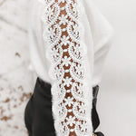 Margovil Hollow Out Lace Splice Long Sleeves Knit Top