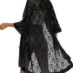 Nadorine Women Lace Crochet Coverups Open Front Cardigan Sheer Cover Up 3/4 Sleeve Kimono (US Only)