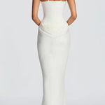 Margovil Sleeveless Ruched Solid Bodycon Maxi Dress