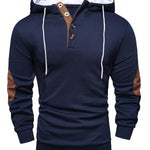 KZZ Men's solid color hoodie with texture casual long sleeve top
