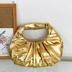 Margovil Metallic Ruched Faux Leather Funky Handbag
