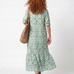 Ilaira | Patterned V-Neck Midi Dress with Tassels