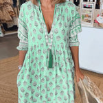 Inés | Casual Printed V-neck Half Sleeve Dress