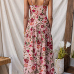 Spaghetti Strap Drop Waist Floral Print Maxi Dress