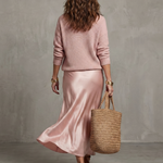 Luciana™ | Bias Fall Satin Skirt Knit Layer Set