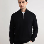KZZ Men's Flannel Ribbed Turtleneck Half-Zip Sweater
