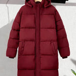 KZZ Men's Solid Color Pocket Zipper Hooded Coat