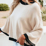 Margovil Crewneck Drop Shoulder Color Block Knit Sweater