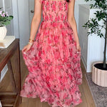 Square Neck Sleeveless Ruffle Tiered Midi Dress