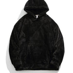 KZZ Men's Solid Pocket Long Sleeve Fuzzy Hoodie