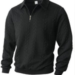 KZZ Men's Fall Winter Outfits  Polo Neck Long Sleeve Sweatshirt for Daliy Wear