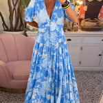 Summer | Floral Print V-neck Pocket Dress