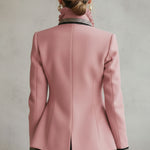 Ruffled Stand-up Collar Single-breasted Rose Embroidered Jacket