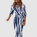Andrea | Elegant Striped Long Dress