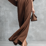 Women's Vintage-style Brown Cotton And Linen Cape-sleeved Dress