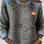 Hollyn | Leopard Print Sweater with Denim Collar