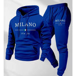KZZ Men's  Letter Printed Hoodie and Drawstring Sweatpants Set