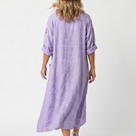 Tavi | Oversized Embroidered Floral Midi Dress with Pockets