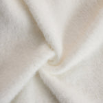 White Mohair V-neck Button Imitation Ostrich Feather Midi Dress