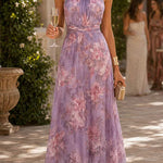 Margovil Sleeveless Waisted Floral Print Flowy Maxi Dress