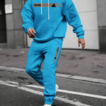 KZZ Two-piece Set Men's Tree Graphic Hoodie & Drawstring Waist Sweatpants